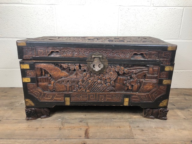 Carved Chinese Camphor Wood Chest c.1930 (1 of 1) Carved Chinese Camphor Wood Chest c.1930 (1 of 1)