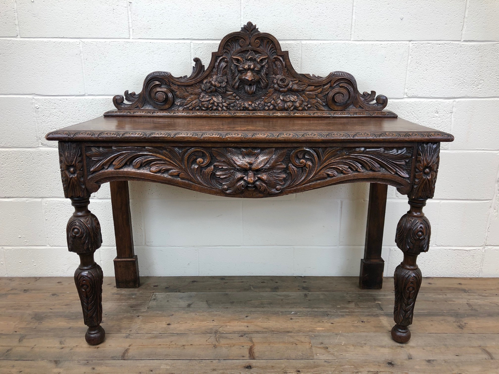 Antique Victorian Carved Oak Console Table / Desk (1 of 14) Antique Victorian Carved Oak Console Table / Desk (1 of 14)