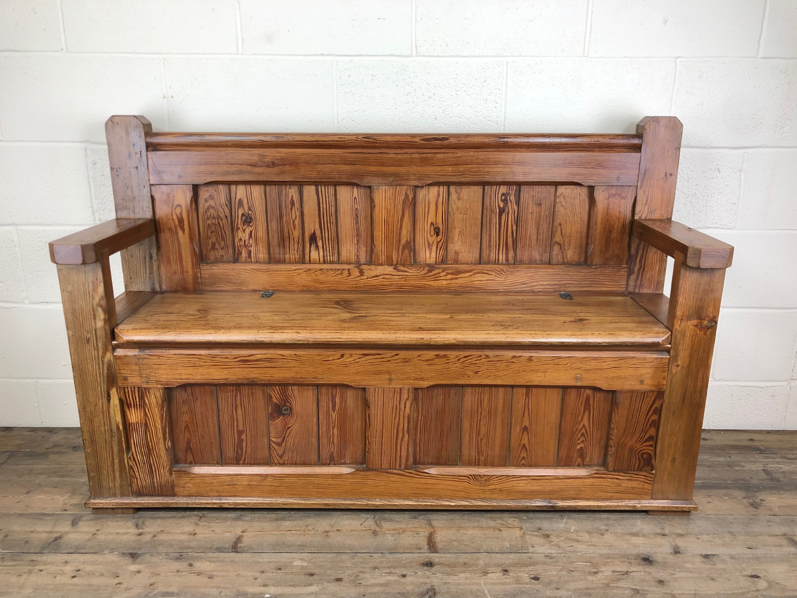 Pitch Pine Settle Bench with Storage (1 of 1) Pitch Pine Settle Bench with Storage (1 of 1)
