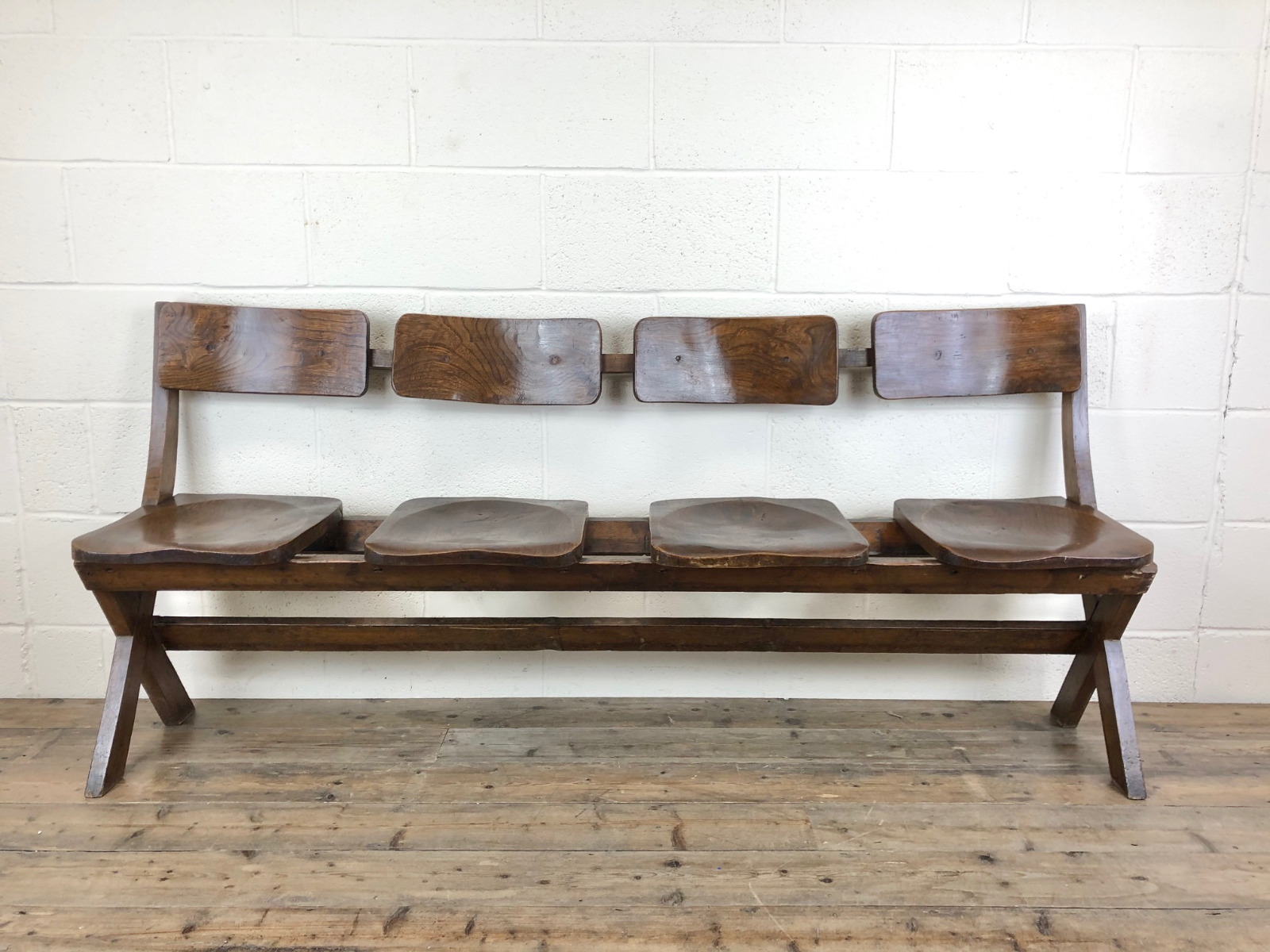 Antique Victorian Elm Four Seater Bench (1 of 15) Antique Victorian Elm Four Seater Bench (1 of 15)