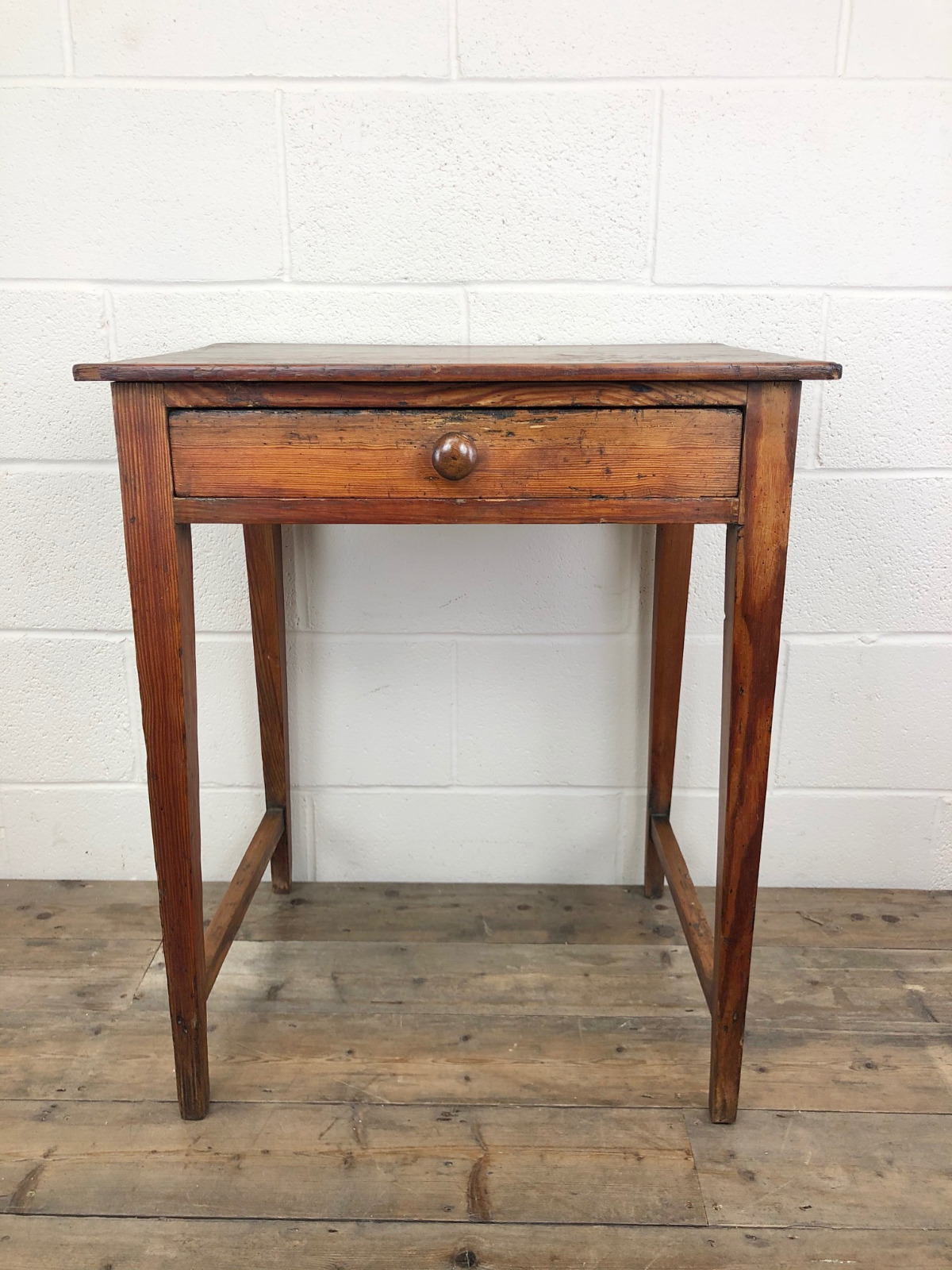 Small Antique Stained Pine Side Table with Drawer (1 of 9) Small Antique Stained Pine Side Table with Drawer (1 of 9)