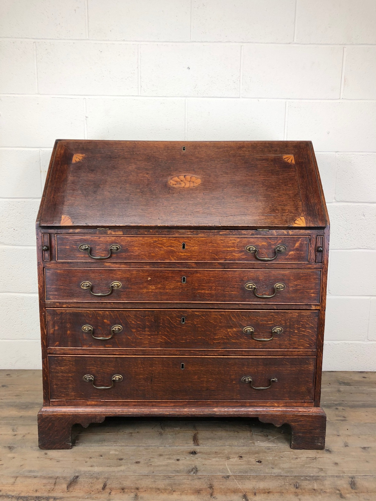Antique Oak Bureau with Shell Inlay (1 of 15) Antique Oak Bureau with Shell Inlay (1 of 15)