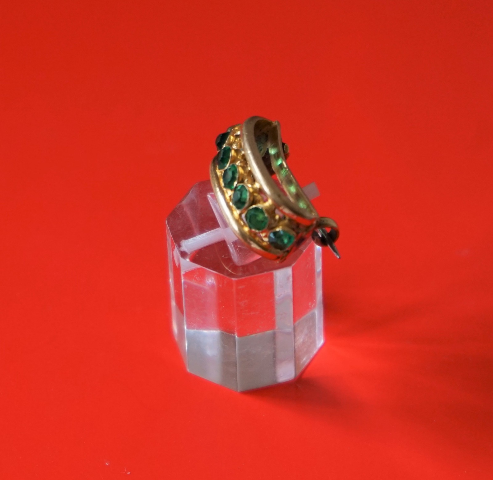 Vintage Miniature Gilt Emerald Green Brooch / Pin Boxed - Ideal Present / Collectable (1 of 11)