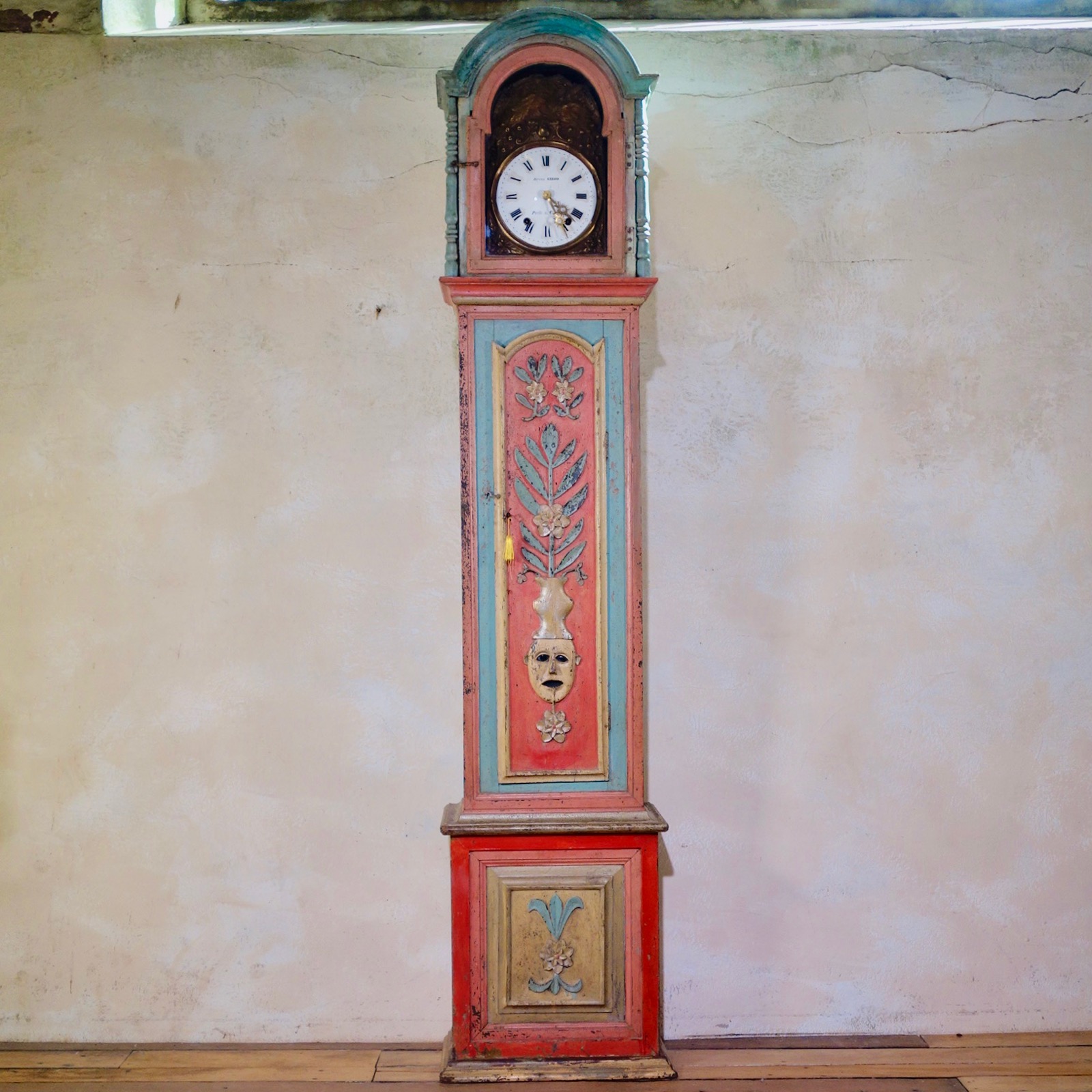 18th Century Chestnut Colourful Original Painted Portuguese Longcase Clock (1 of 12)