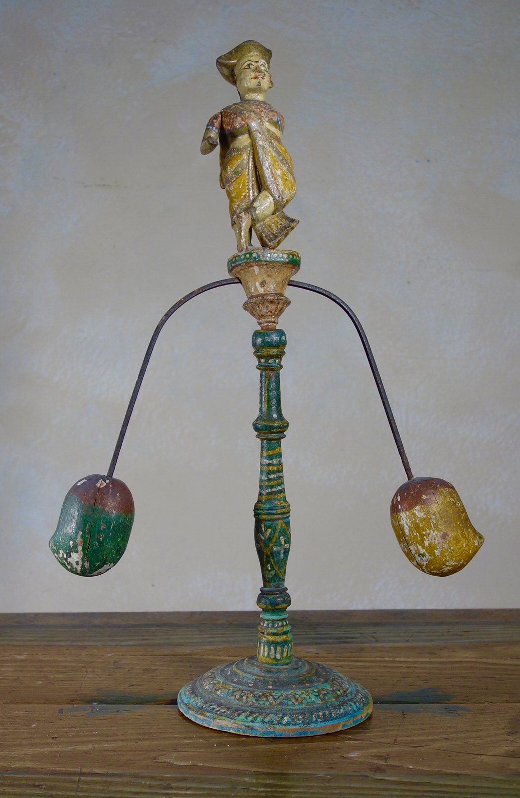 19th Century Indian Carved Decorative Hand Painted Polychrome Ornament Mobile Toy (1 of 1) 19th Century Indian Carved Decorative Hand Painted Polychrome Ornament Mobile Toy (1 of 1)