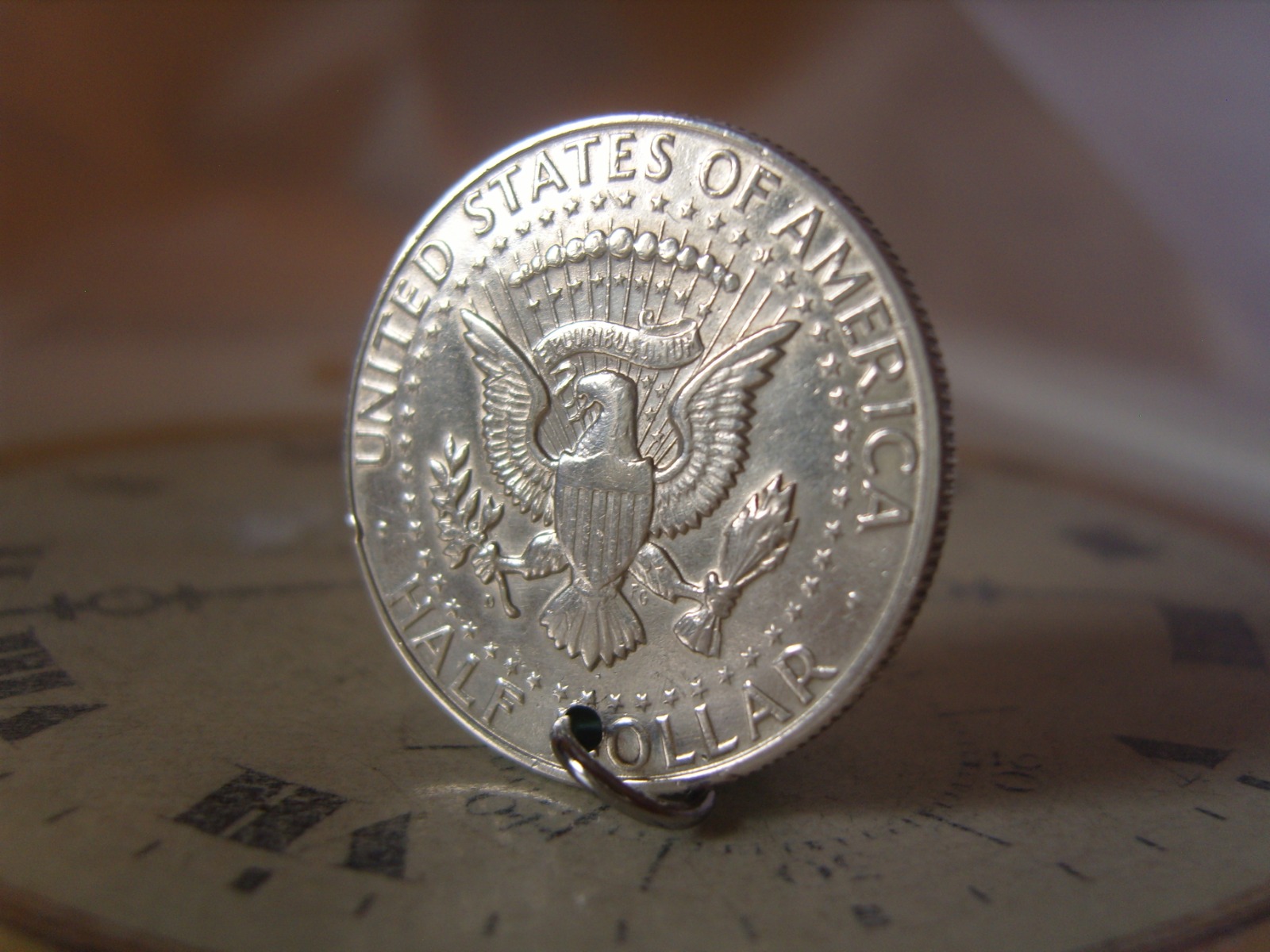 Vintage Pocket Watch Chain Fob 1964 American Silver Half Dollar Eagle Coin Large Fob (1 of 6)