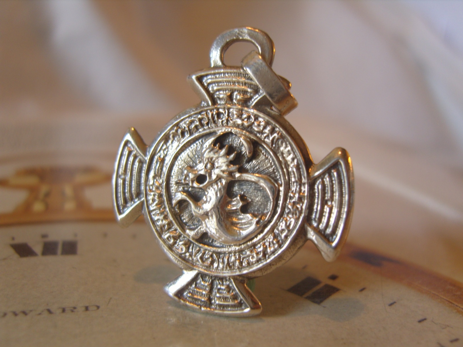 Antique Pocket Watch Chain French Silver Fob 1890s Victorian Dragon & Onyx Stone Fob (1 of 9)