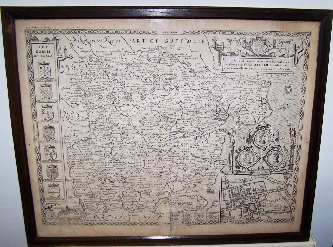 1676 Copper Engraved  Map of the County of Essex by John Speed (1 of 5)