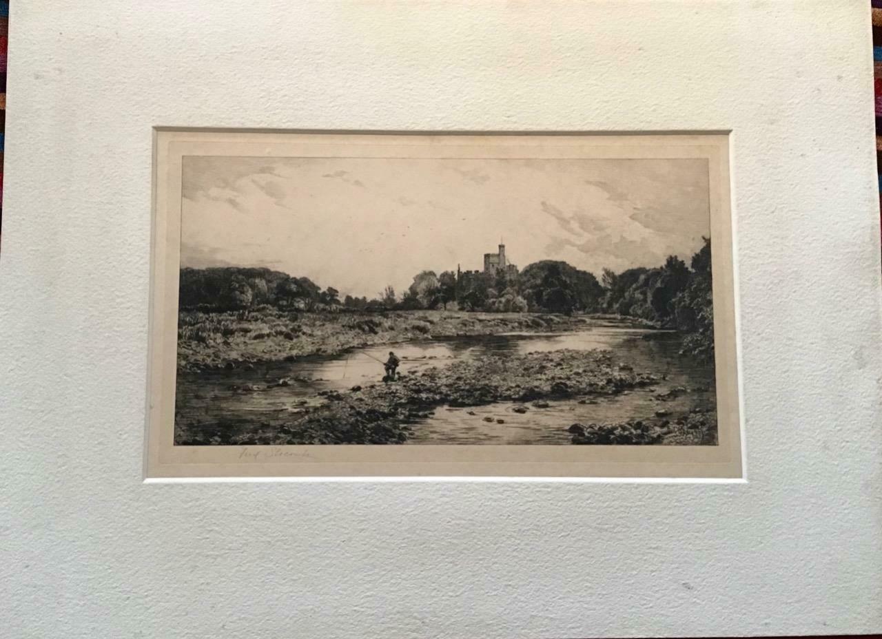 Signed Fred Slocombe Etching of Fly Fishing River Scene, 1885 (1 of 6) Signed Fred Slocombe Etching of Fly Fishing River Scene, 1885 (1 of 6)