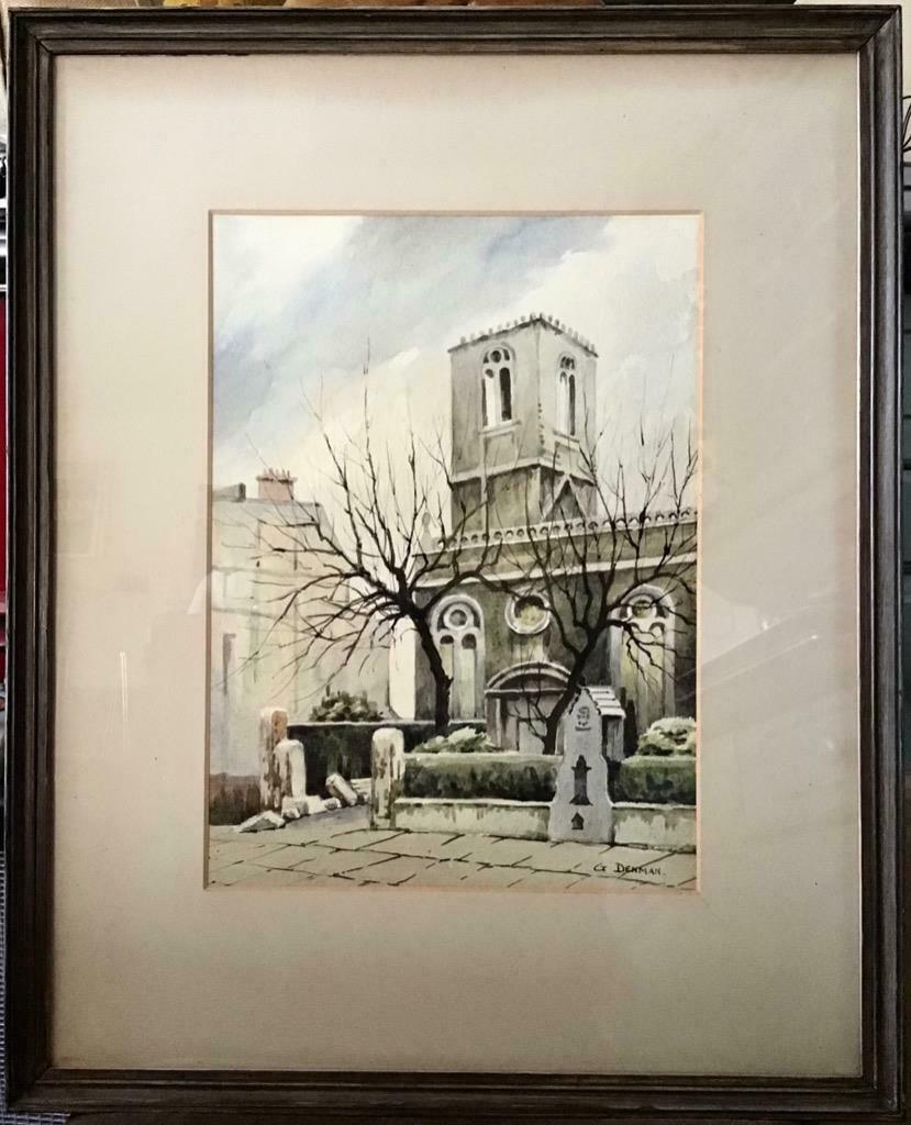 1961 Gladys Denham Watercolour of St. Mary Church Aldermanbury London (1 of 5) 1961 Gladys Denham Watercolour of St. Mary Church Aldermanbury London (1 of 5)