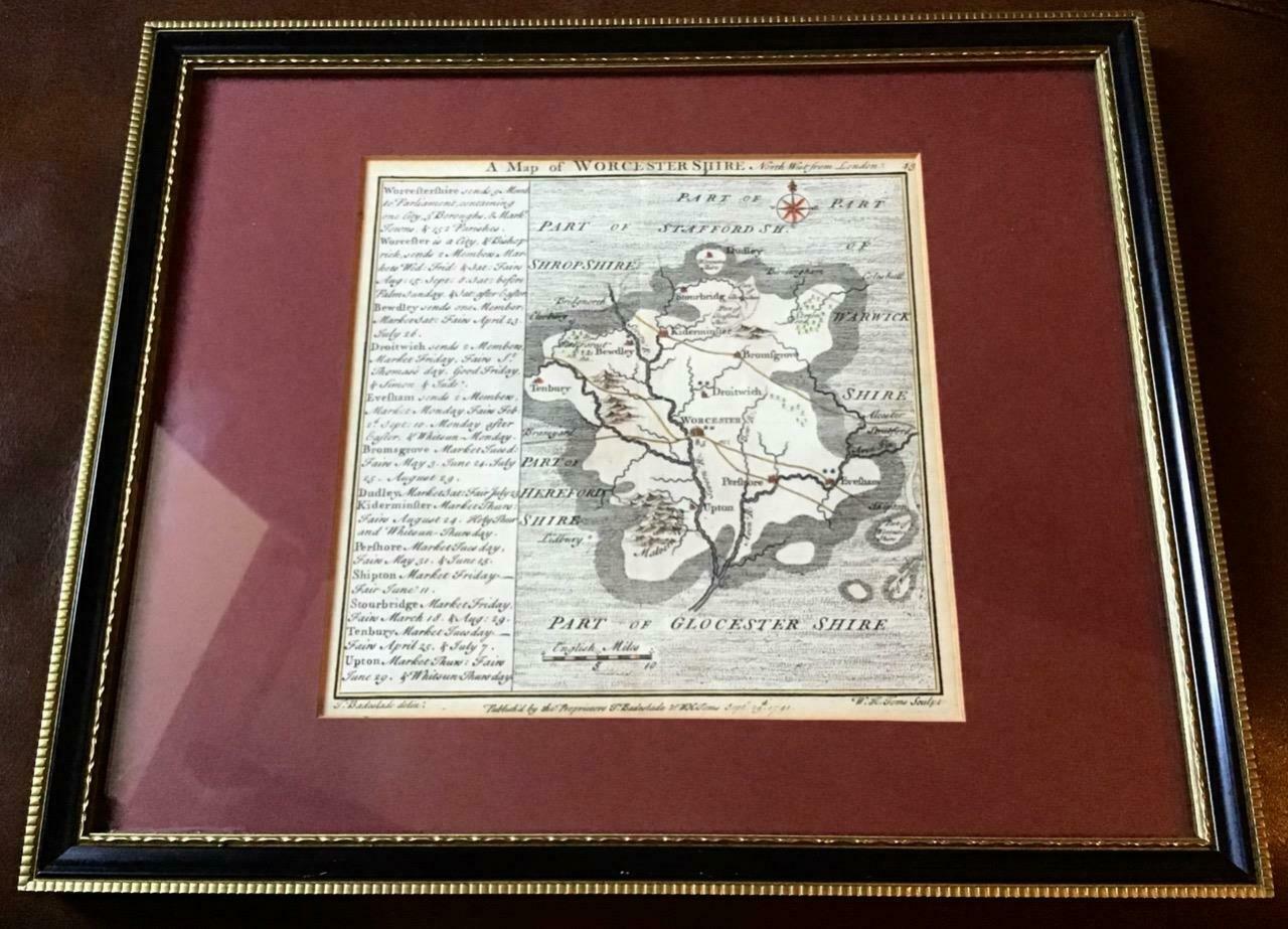 1741 Map of Worcestershire by Badeslade & Toms (1 of 3)