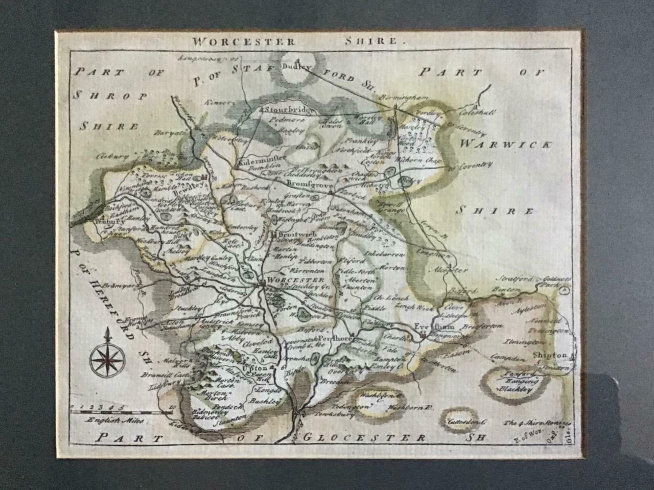 1750 Map of Worcestershire by John Rocque (1 of 4)