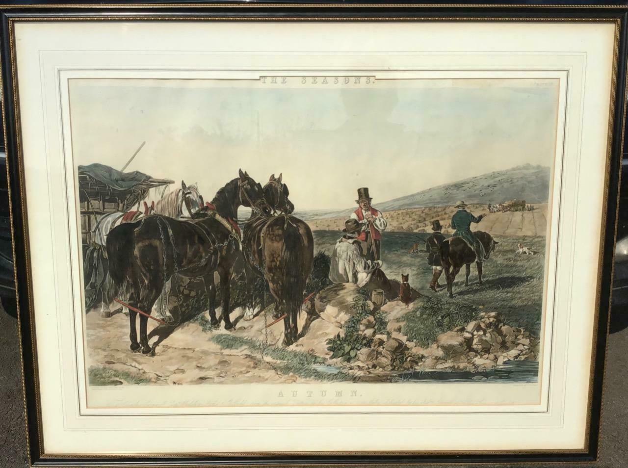 Framed Lithograph - Titled Autumn - Engraved by J. Harris c.1880 (1 of 5)