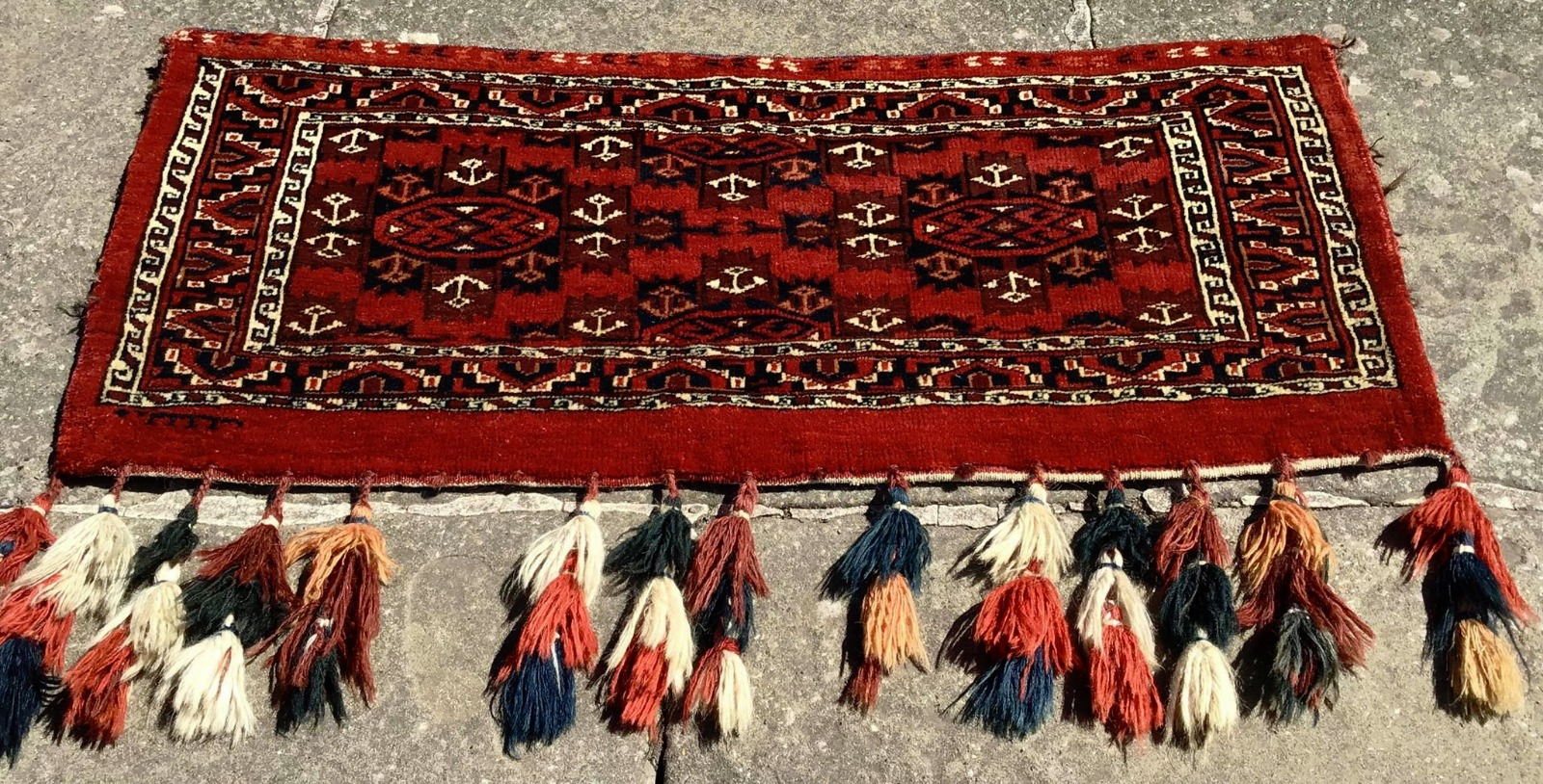 Hand Woven Yomud Torba Bag with Tassles c.1950 (1 of 5)