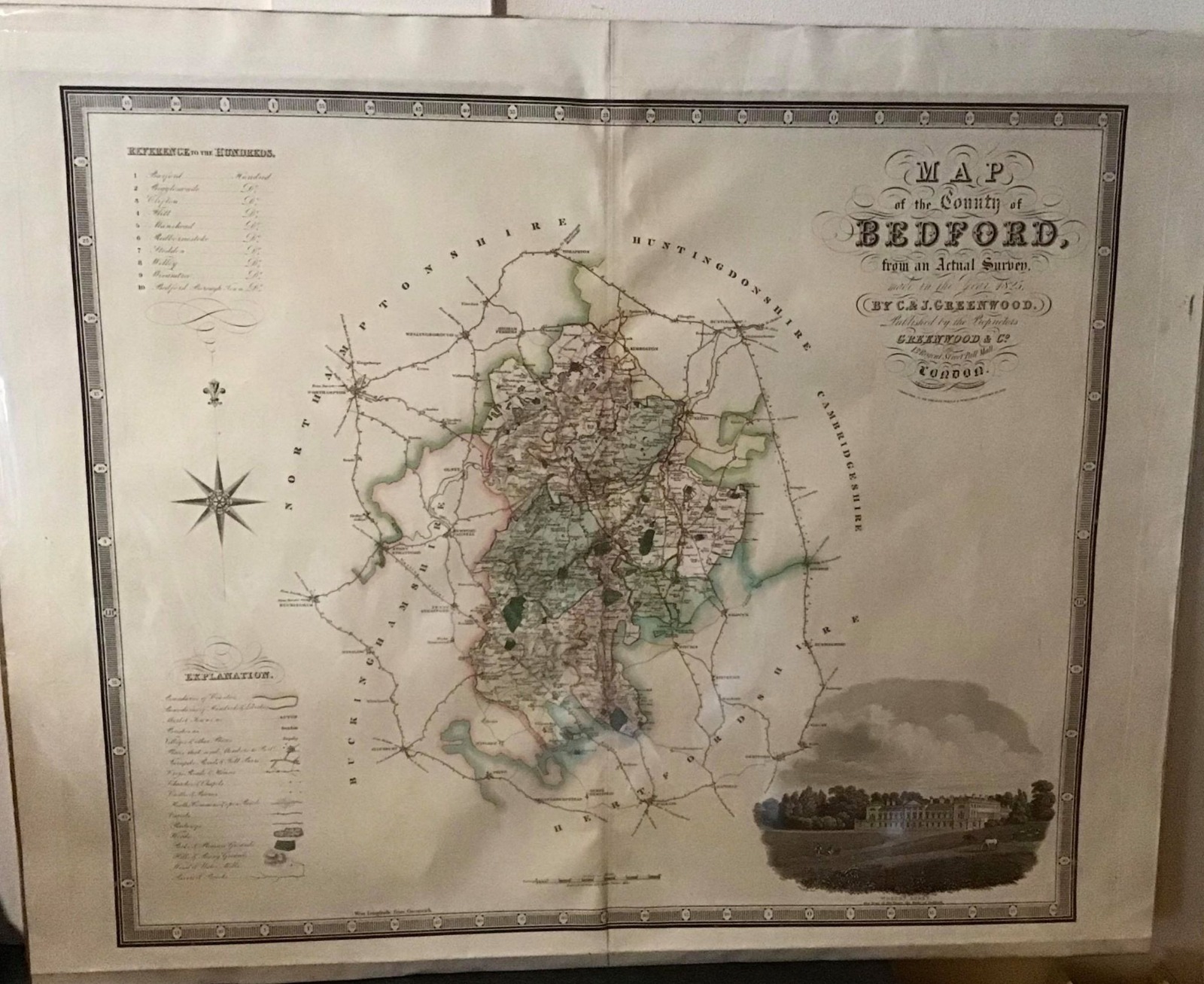 1834 County Map of Bedford by C & J Greenwood (1 of 5)