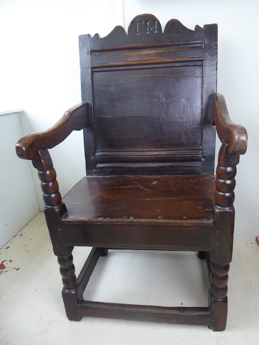 17th Century Wainscot Chair Initials T.H. (1 of 6) 17th Century Wainscot Chair Initials T.H. (1 of 6)