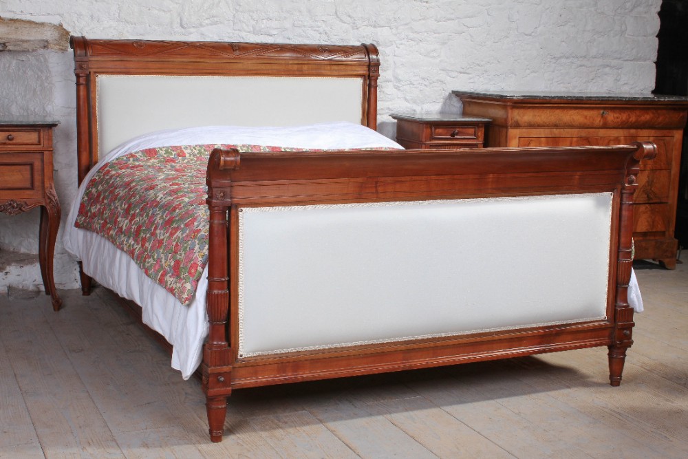 Beautiful Solid Cherry Upholstered Lit Bateau 5ft King Size Sleigh Bed (1 of 1) Beautiful Solid Cherry Upholstered Lit Bateau 5ft King Size Sleigh Bed (1 of 1)
