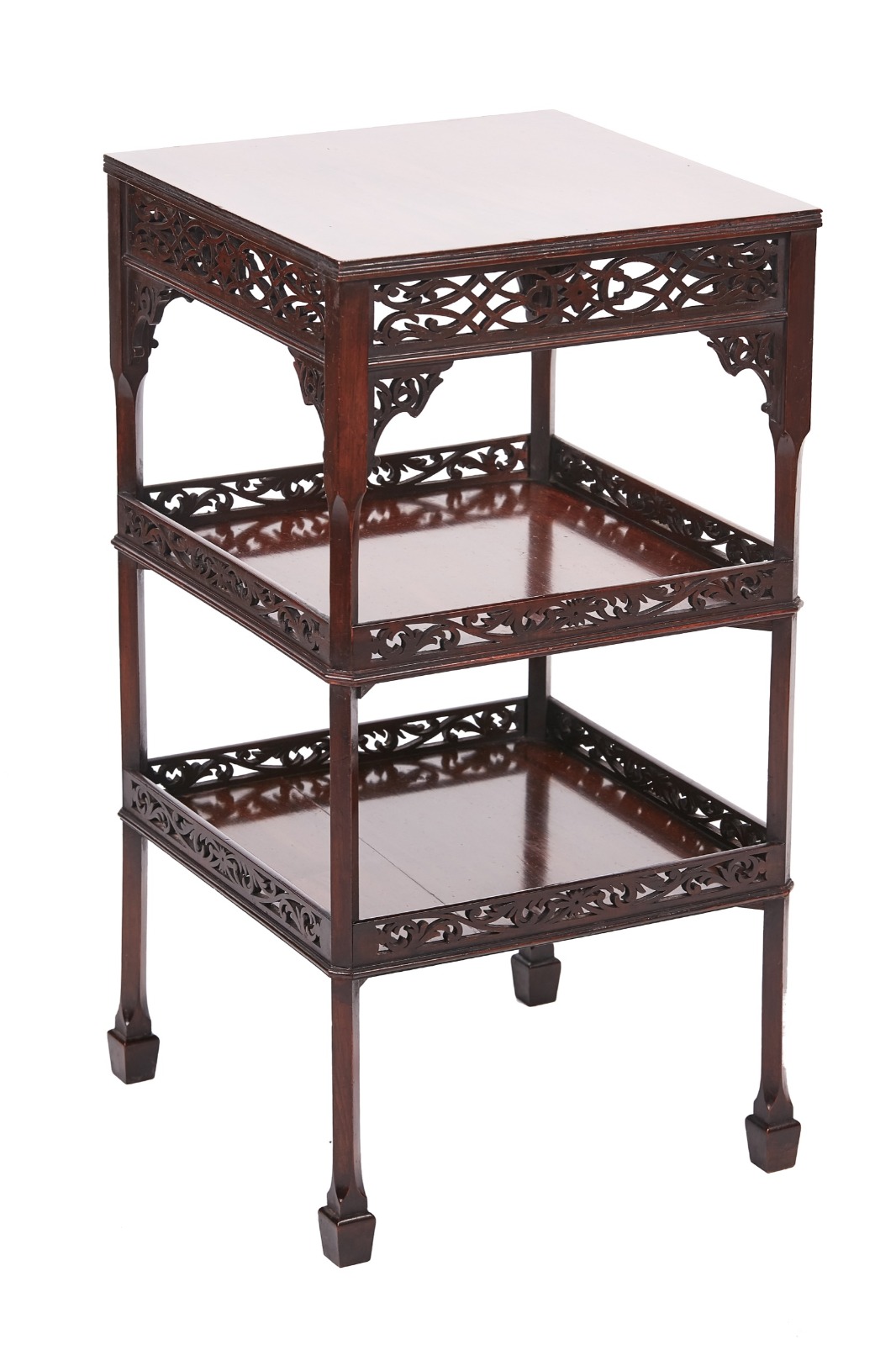 Edwardian Mahogany Fretwork Decorated 3 Tier Table (1 of 1) Edwardian Mahogany Fretwork Decorated 3 Tier Table (1 of 1)