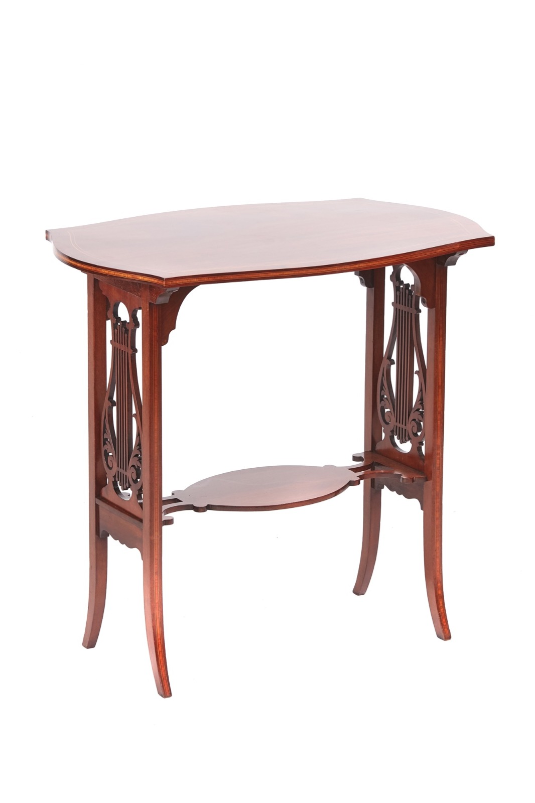 Edwardian Inlaid Mahogany Lyre End Support Table (1 of 8) Edwardian Inlaid Mahogany Lyre End Support Table (1 of 8)