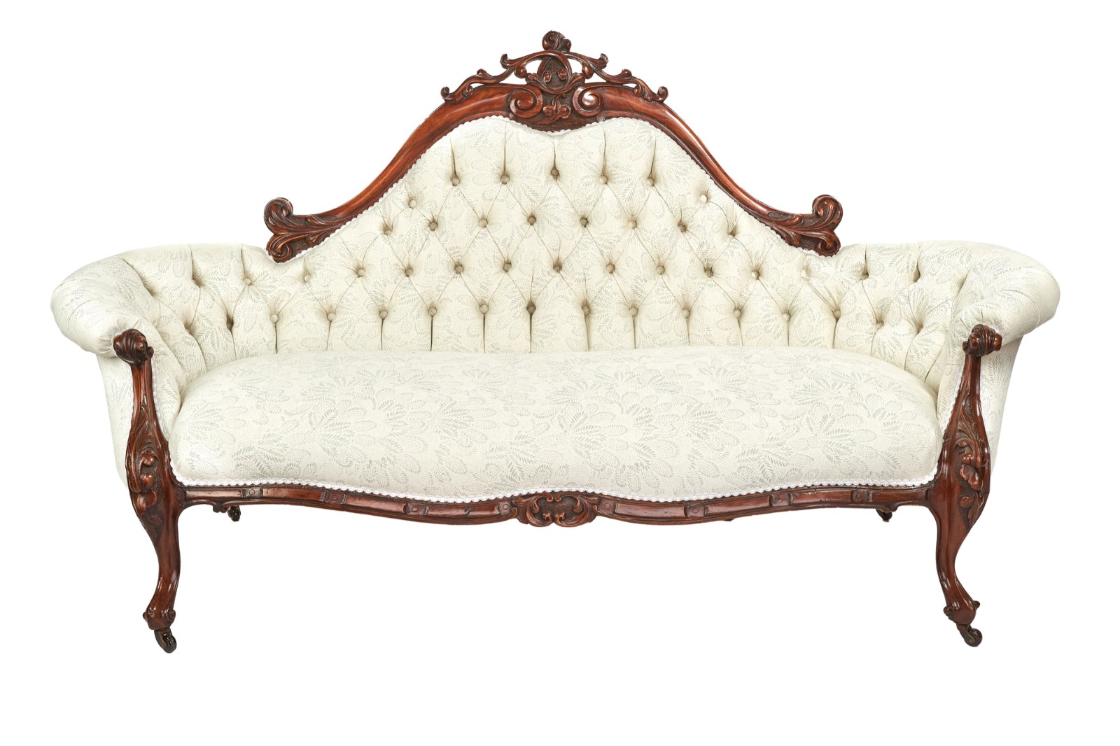 Victorian Walnut & Carved Settee with Deep Buttoned Upholstery (1 of 7) Victorian Walnut & Carved Settee with Deep Buttoned Upholstery (1 of 7)