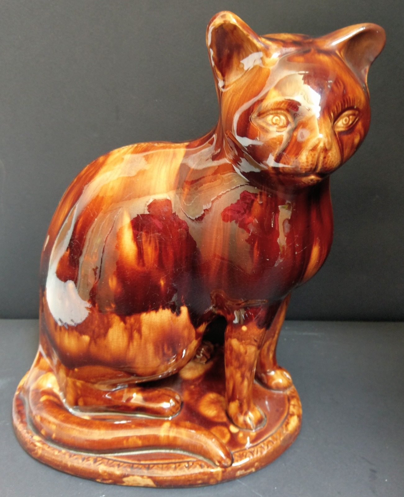 Large Antique Earthenware Cat c.1830 (1 of 7)