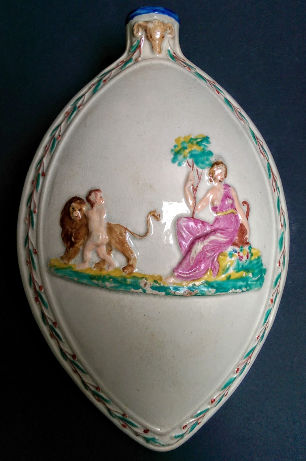 Prattware Earthenware Spirits Flask c.1795 (1 of 5)