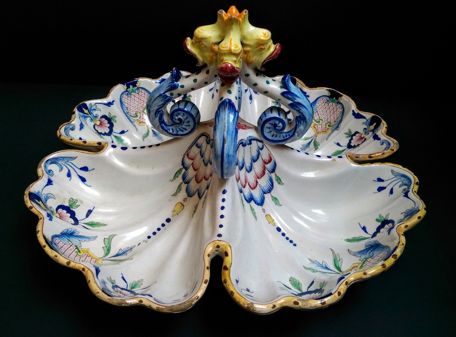 Rare Italian Tin Glazed Earthenware  Sweetmeat Dish c.1860 (1 of 9)