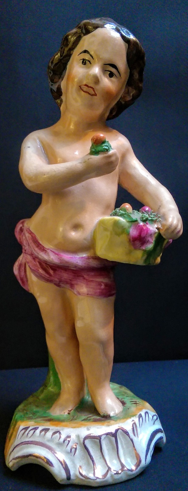 Staffordshire Figure of Boy with Fruit Basket c.1885 (1 of 6)