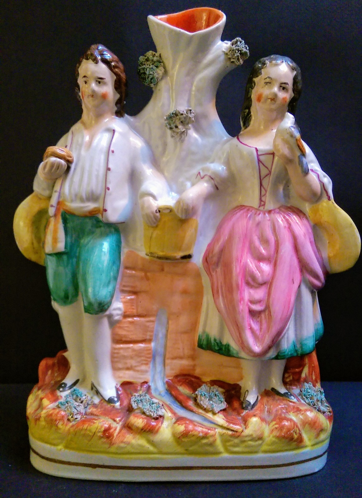 Staffordshire Spill Vase of a Couple by a Well Spring c.1870 (1 of 5)