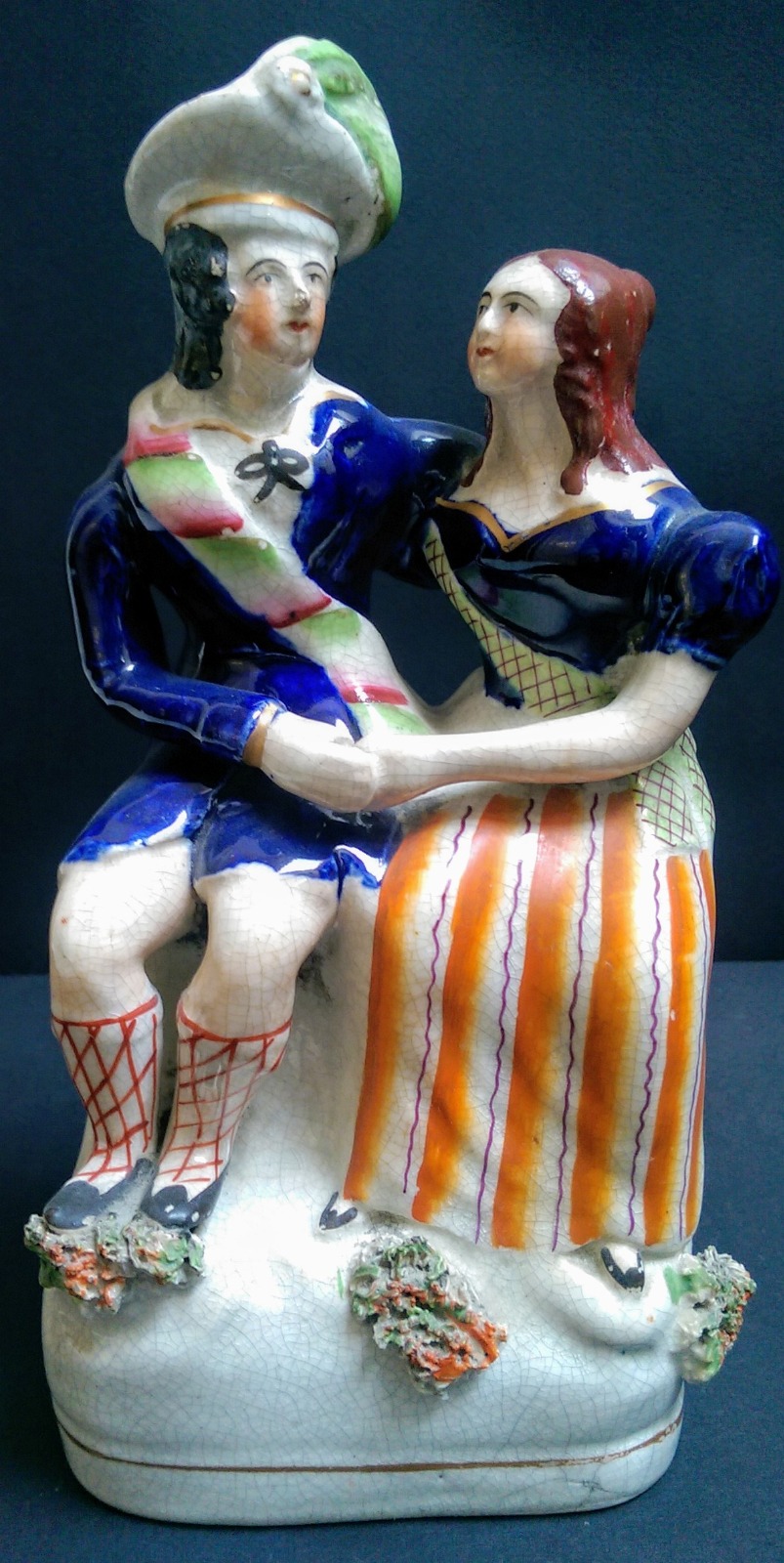 Staffordshire Portrait Figure Group of Robert Burns & Agnes Fleming c.1855 (1 of 6)