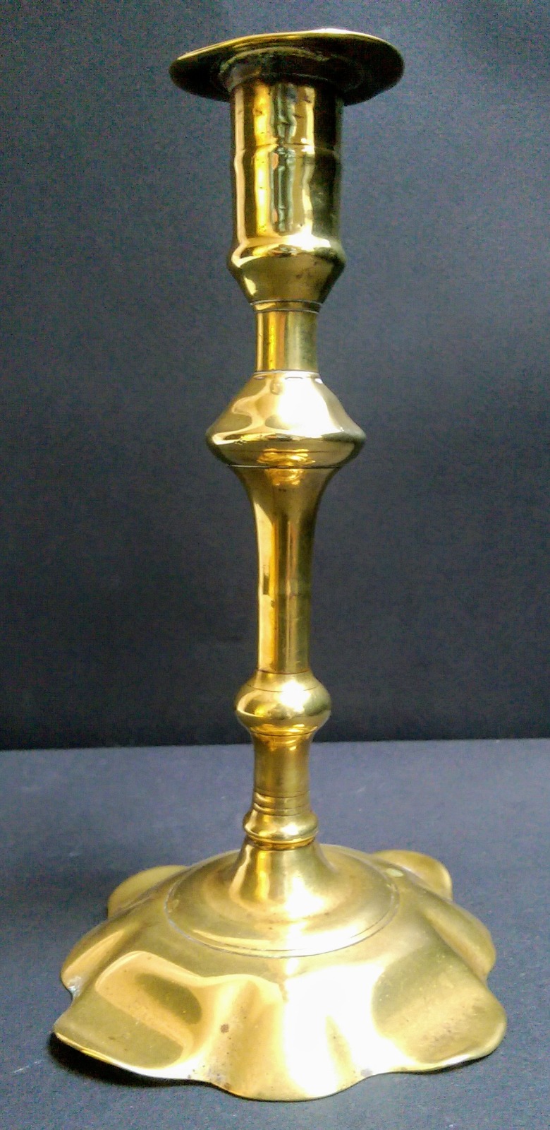 Georgian Brass Petal Base Candlestick c.1750 (1 of 4)