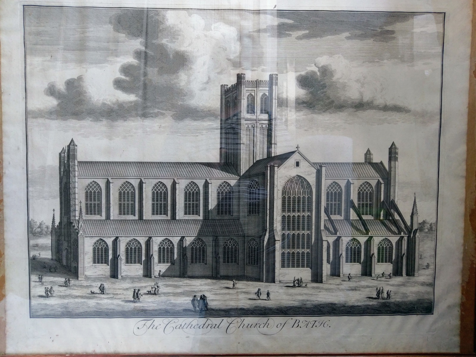 1724 Kip Large Folio Antique Print of Bath Cathedral, Somerset (1 of 6)