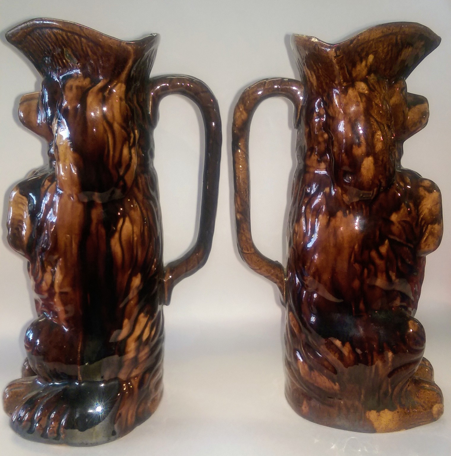 Pair of Staffordshire Treacle Glazed Dog Jugs c.1850 (1 of 10)