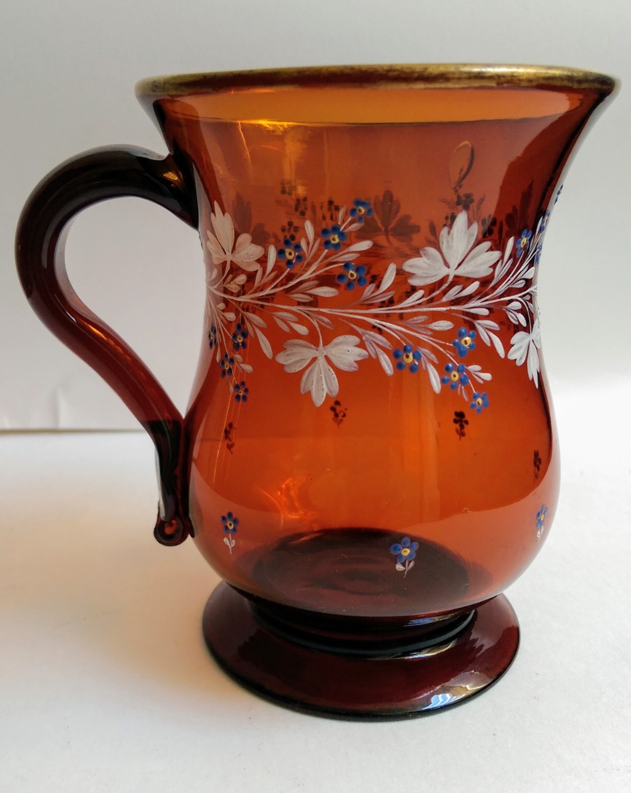 Victorian Amber Glass Forget-me-not Tankard c.1860 (1 of 7)