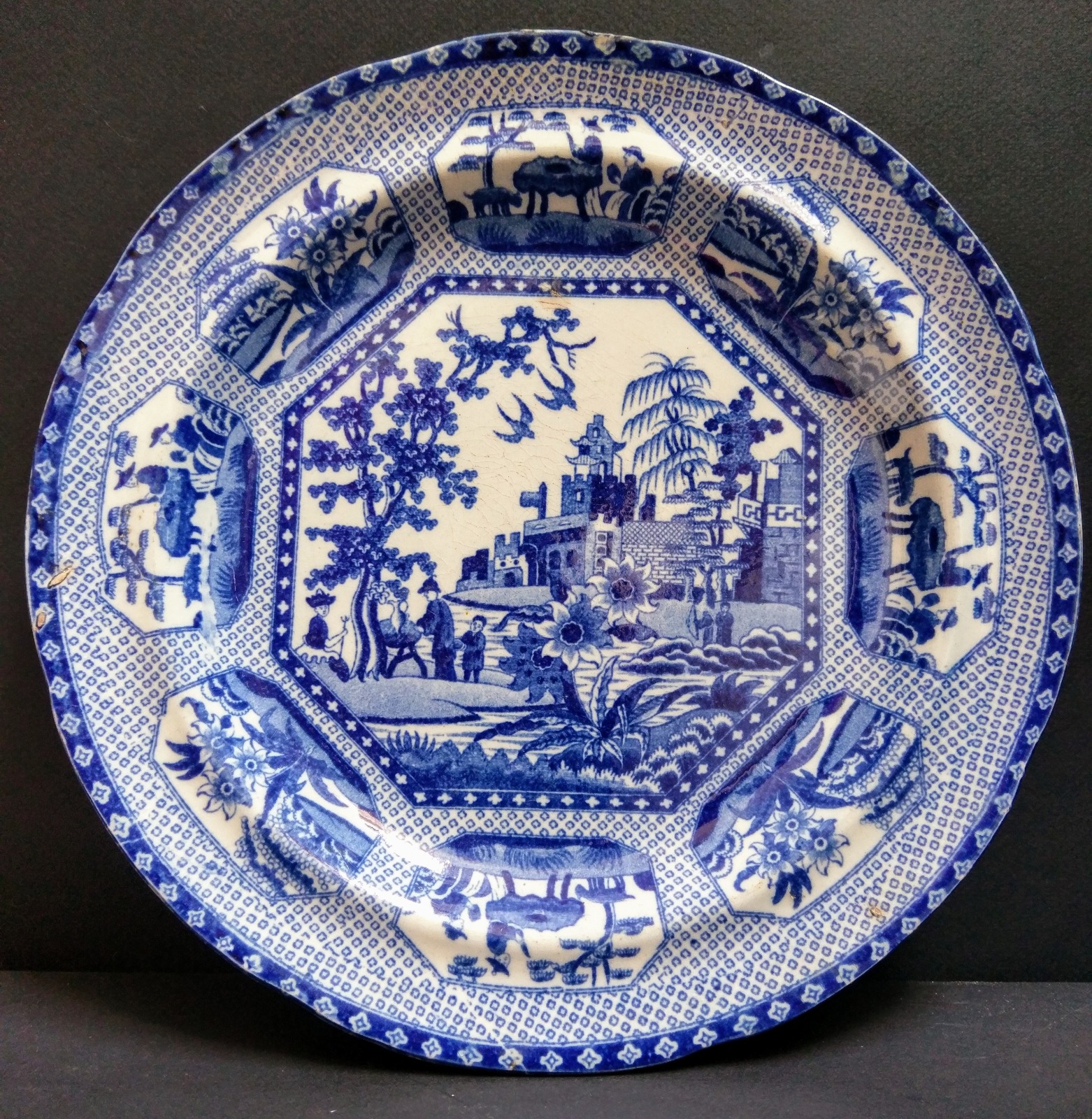 Earthenware Blue & White Transfer Printed Plate c.1820 (1 of 9)