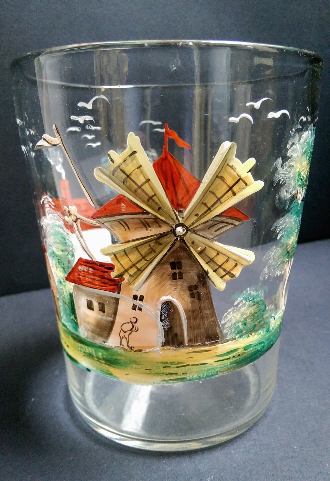 Large Painted Glass Tumbler c.1850 (1 of 5)