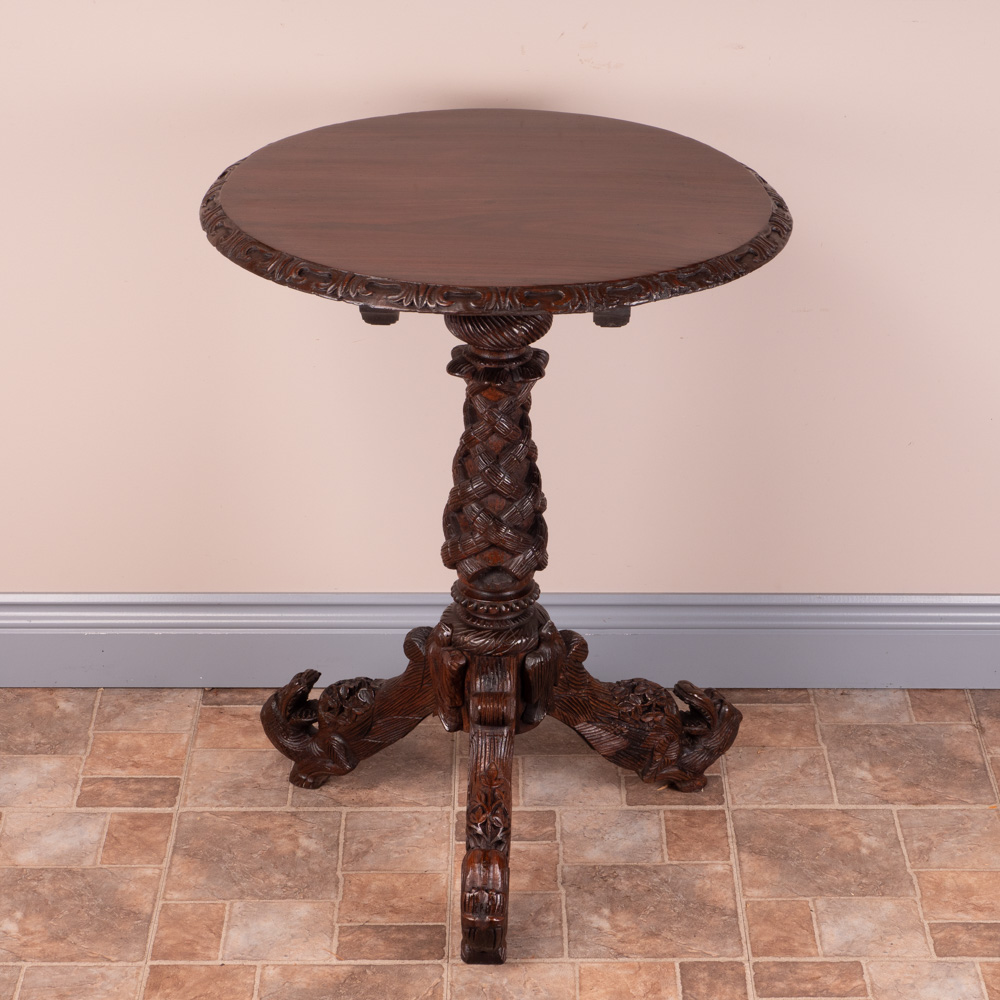Heavily Carved 19th Century Burmese Round Occasional Table (1 of 18)