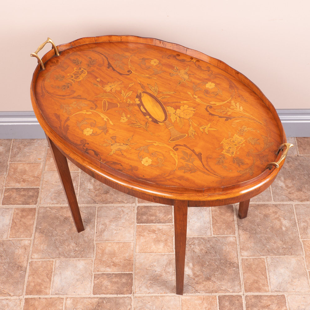 Marquetry Satinwood Tray on Stand (1 of 14)
