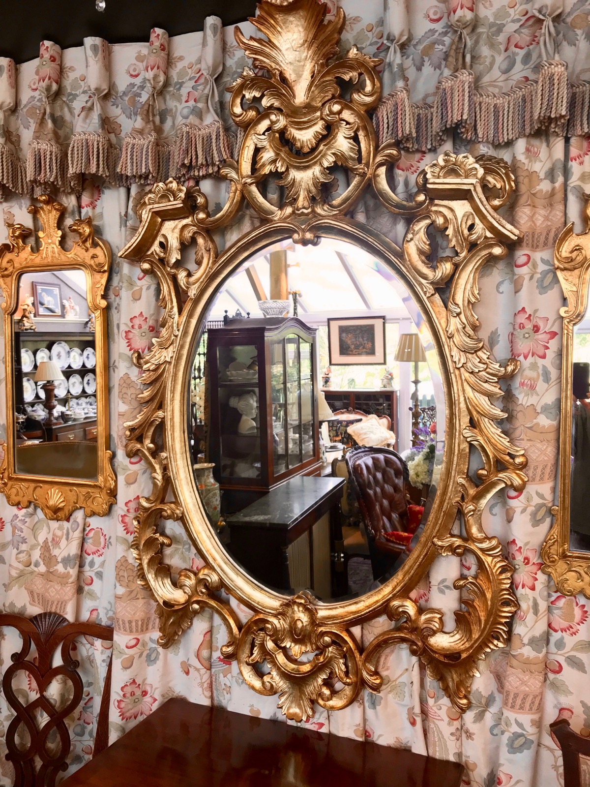 Large Oval Carved & Gilded Mirror (1 of 10)