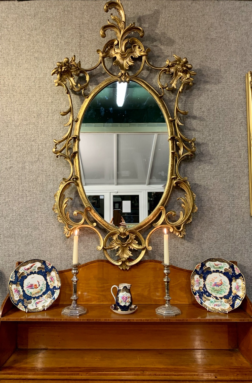 Chippendale Georgian Gilded Oval Mirror (1 of 8)