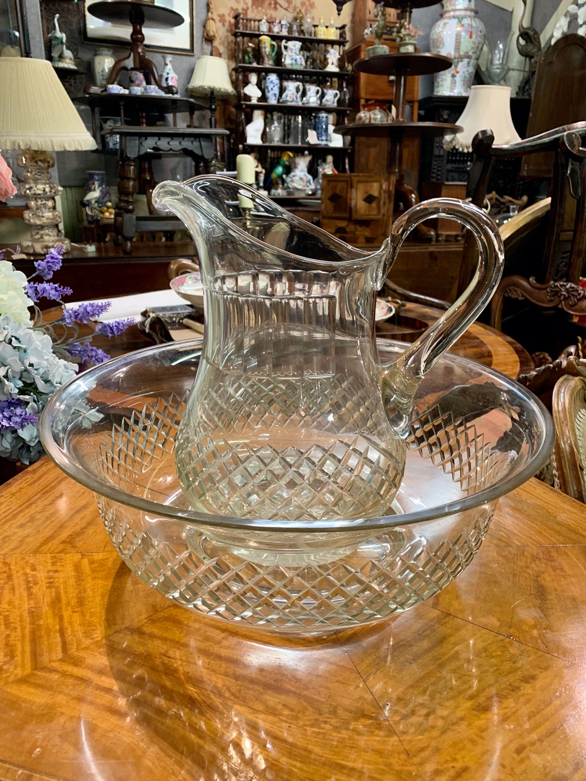 Victorian Glass Pitcher & Basin (1 of 12)