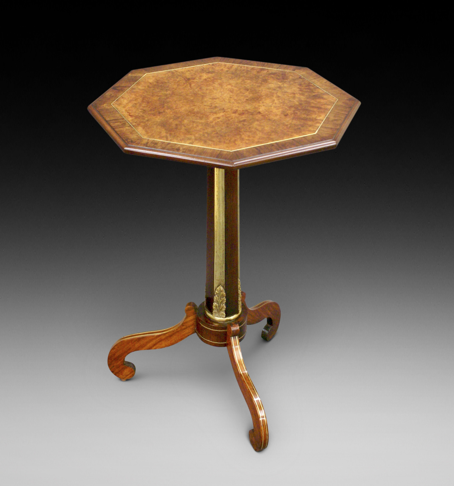 Rare Regency Amboina, Rosewood & Brass Inlaid Tripod Table (1 of 6) Rare Regency Amboina, Rosewood & Brass Inlaid Tripod Table (1 of 6)