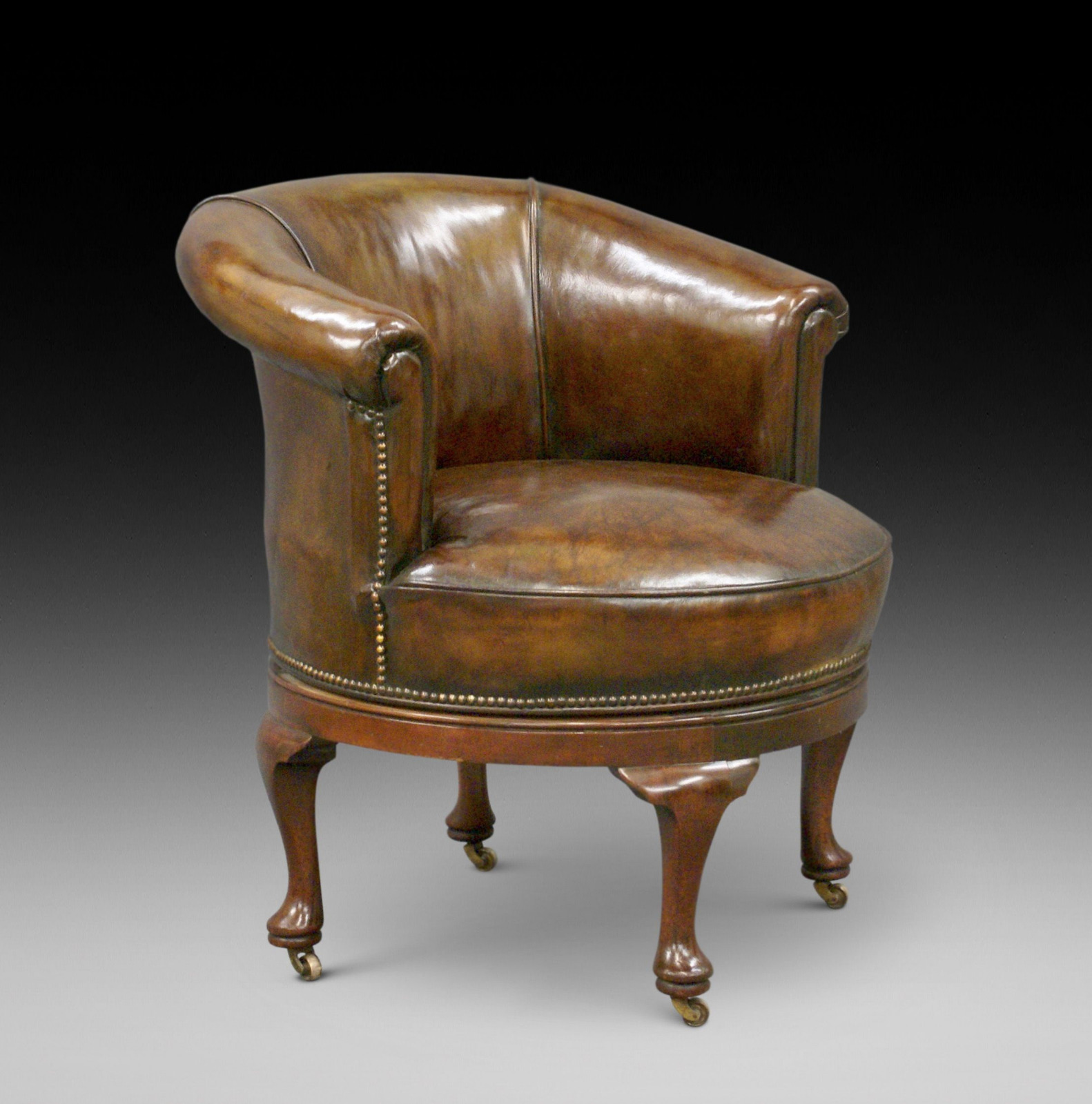 Revolving Mahogany & Leather Desk Chair c.1910 (1 of 6) Revolving Mahogany & Leather Desk Chair c.1910 (1 of 6)