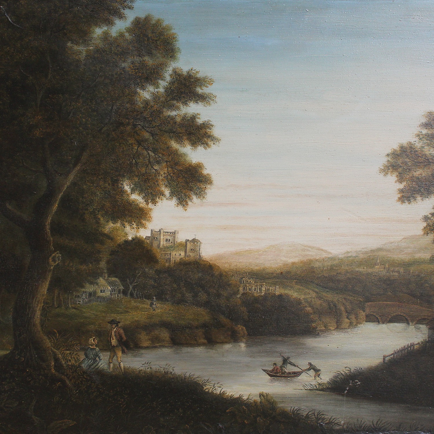 Rural Idealised Landscape with Figures, Oil Painting On Panel (1 of 1)