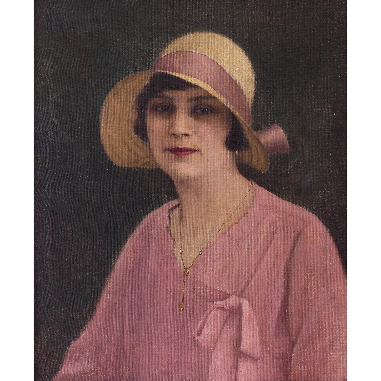 Hungarian School Portrait of a Woman in Pink, Oil Painting c.1932 (1 of 1) Hungarian School Portrait of a Woman in Pink, Oil Painting c.1932 (1 of 1)