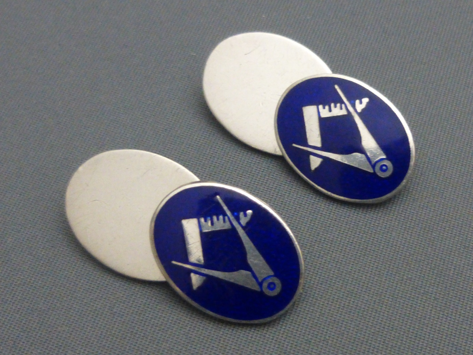 Pair of Silver & Enamel Masonic Cufflinks (1 of 6)