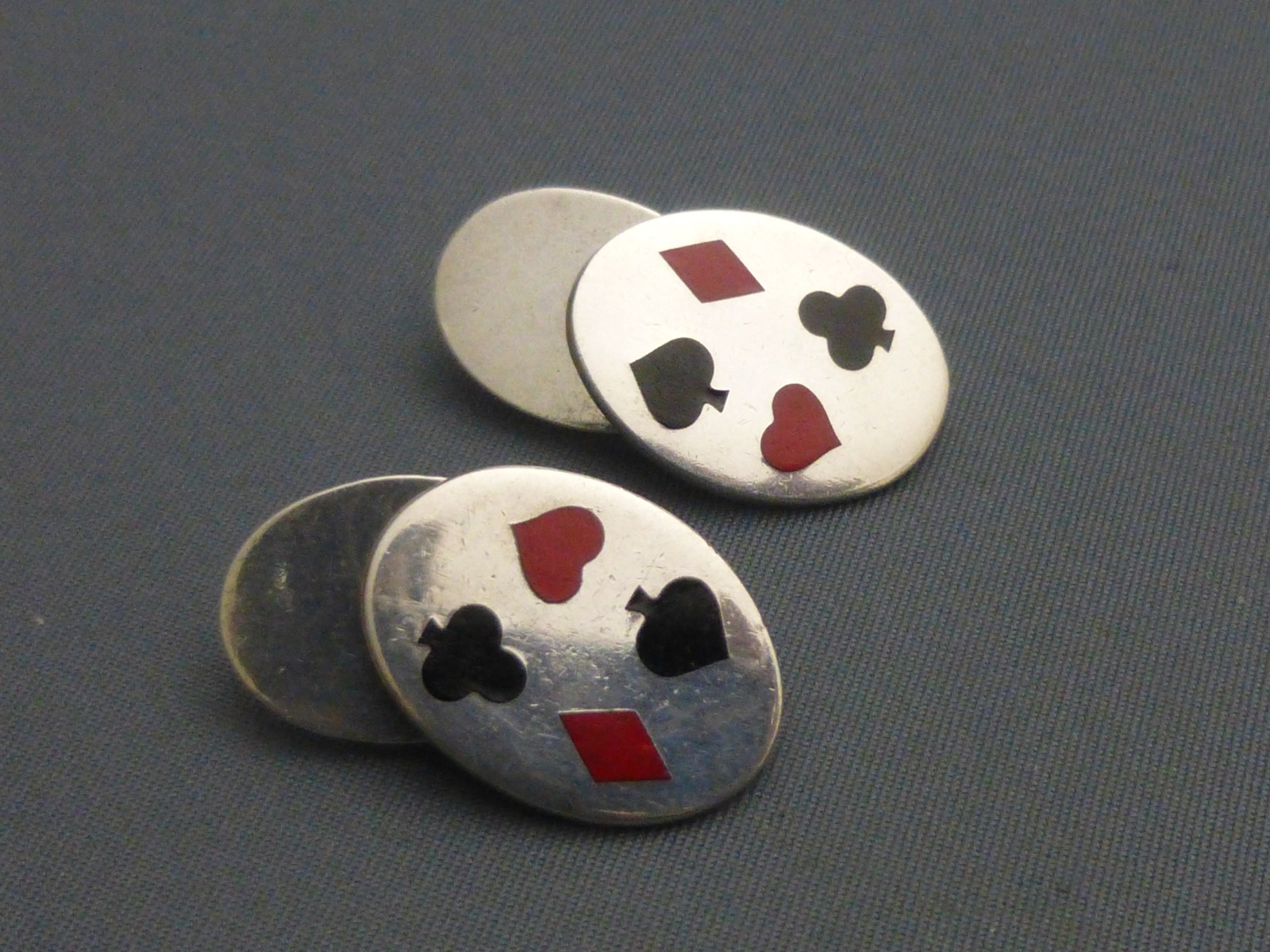 Silver & Enamel Card Suit Cufflinks (1 of 5)