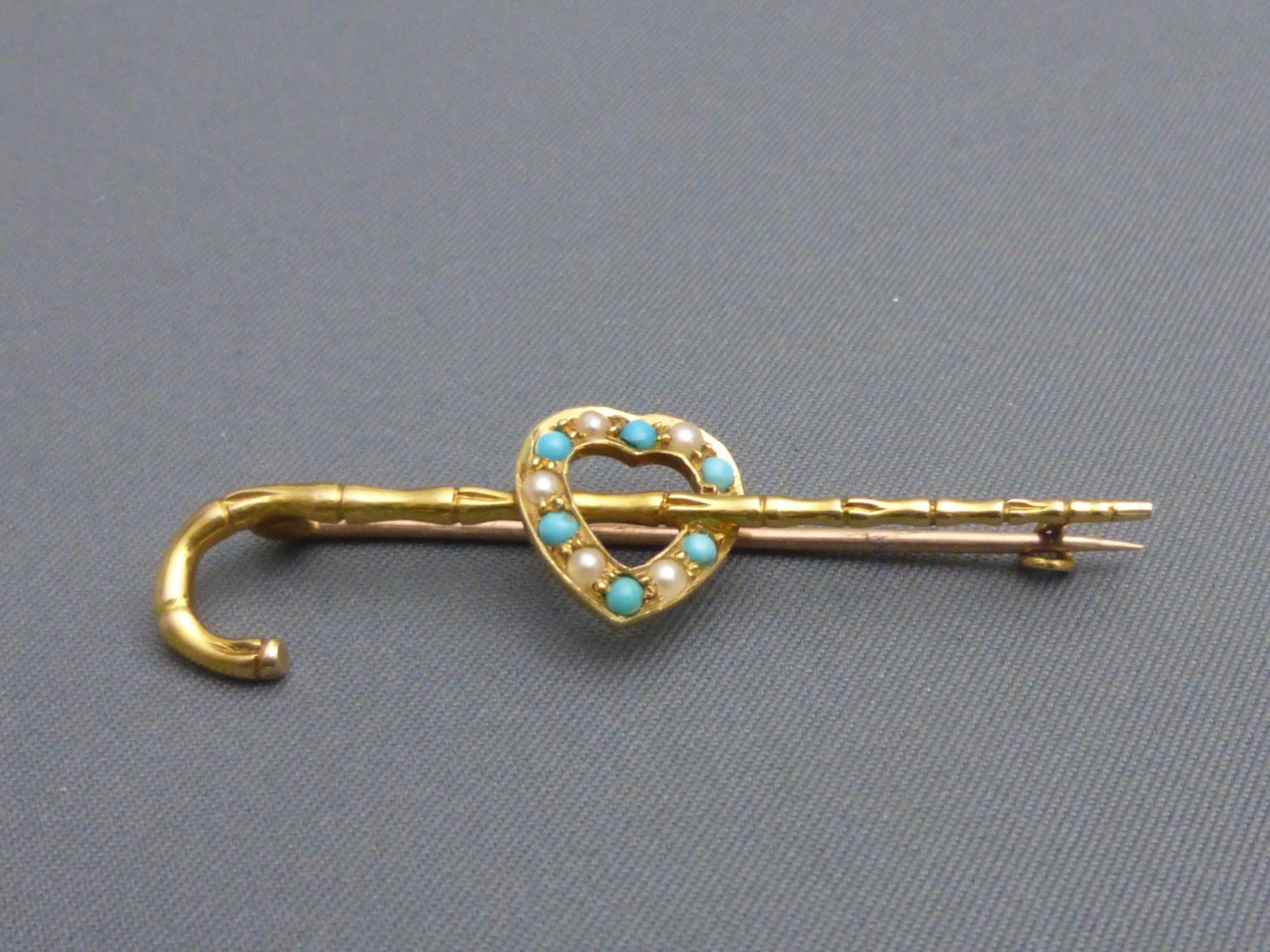 Edwardian 15ct Gold, Pearl & Turquoise Brooch (1 of 7)
