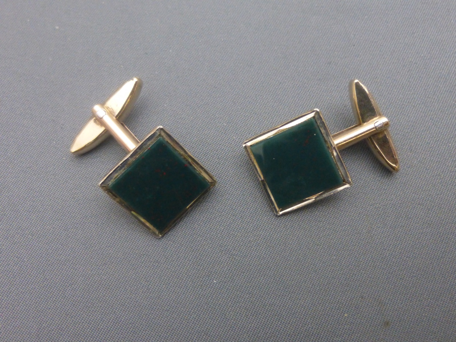 Pair of Silver & Bloodstone Cufflinks (1 of 5)