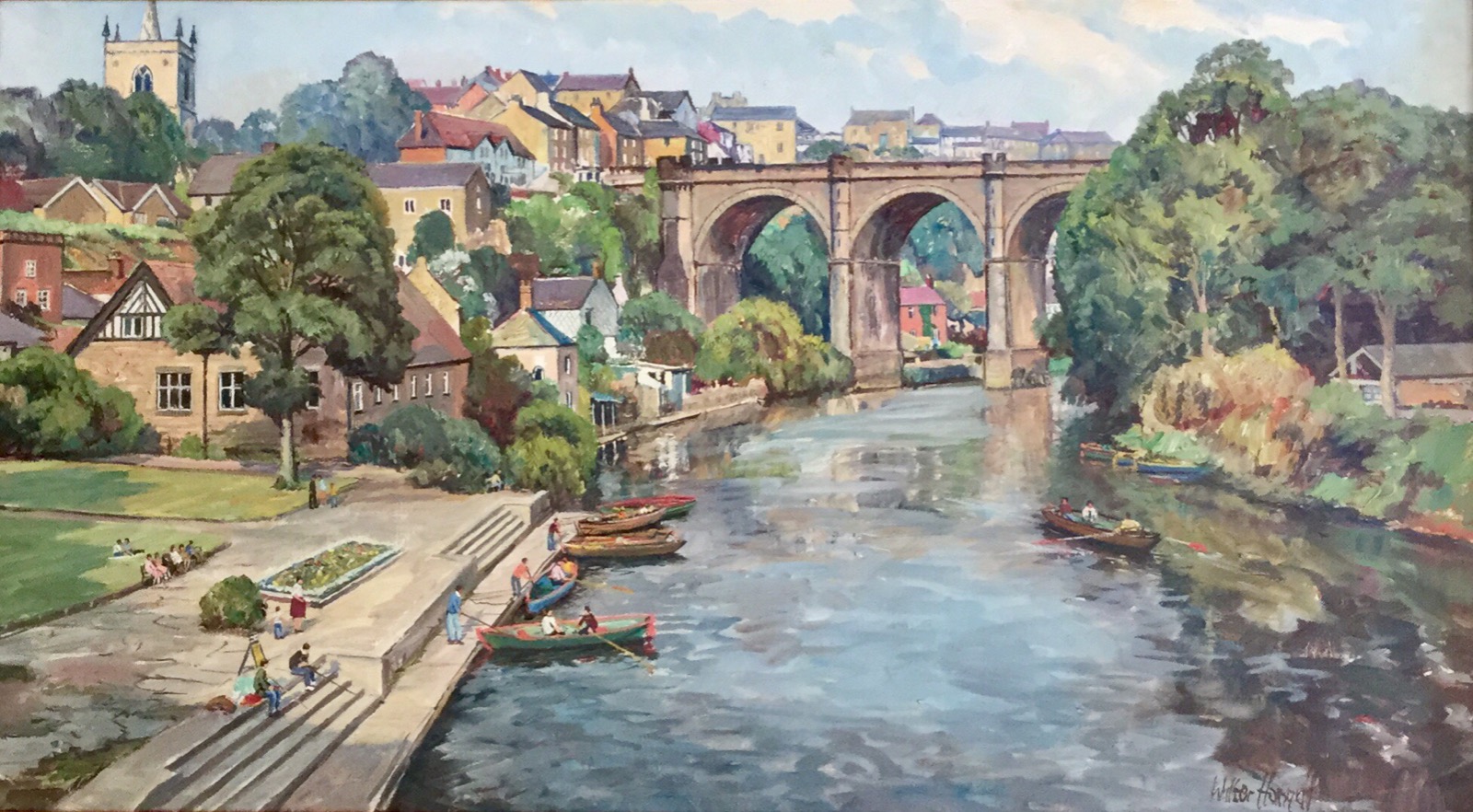 Walter Cecil Horsnell Oil Painting - The Viaduct Knaresborough from High Bridge (1 of 4)